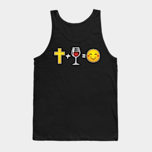 Christ plus Wine equals happiness Christian Tank Top